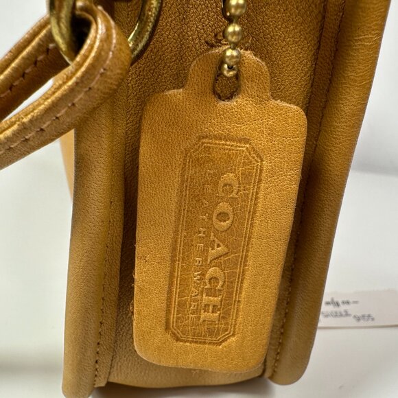 COACH Basic Bag #9455 Tan Leather Vintage 1970s Zippered Clutch Shoulder Bag - Picture 6 of 16